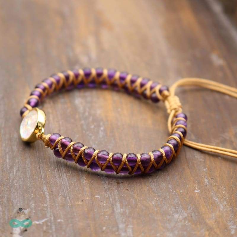 Brazalete de amistad de amatista y ópalo - Pulsera