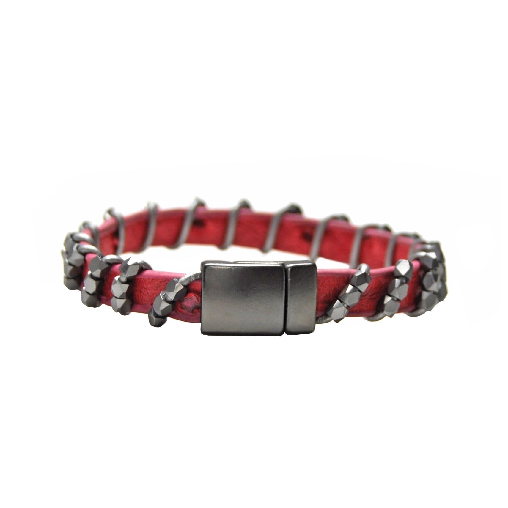 Dark Pink & Gunmetal Bracelet